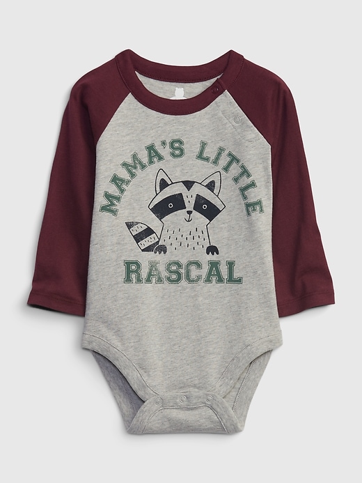 1 of 8 showing, with the color mom of product Baby Organic Cotton Mix and Match Raglan Graphic Bodysuit