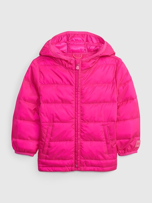 1 of 8 showing, with the color neon impulsive pink of product Toddler 100% Recycled Lightweight Puffer Jacket
