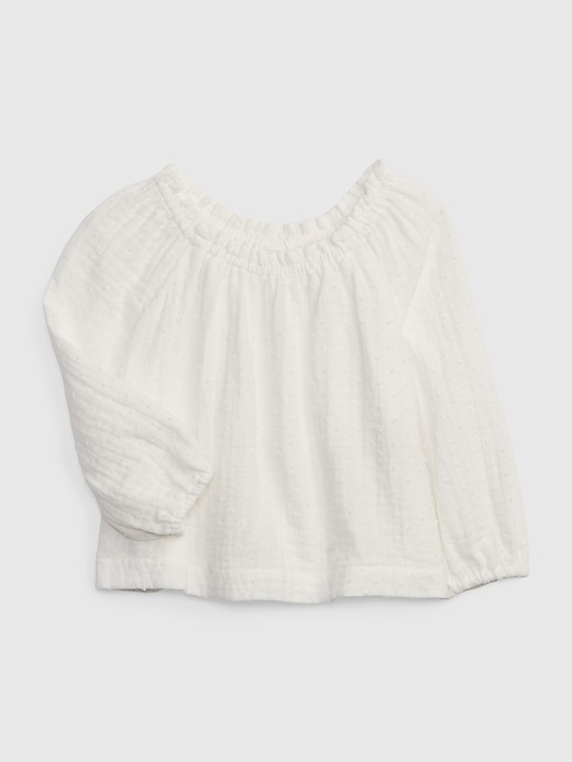 1 of 8 showing, with the color new off white of product Toddler Swiss Dot Gauze Top