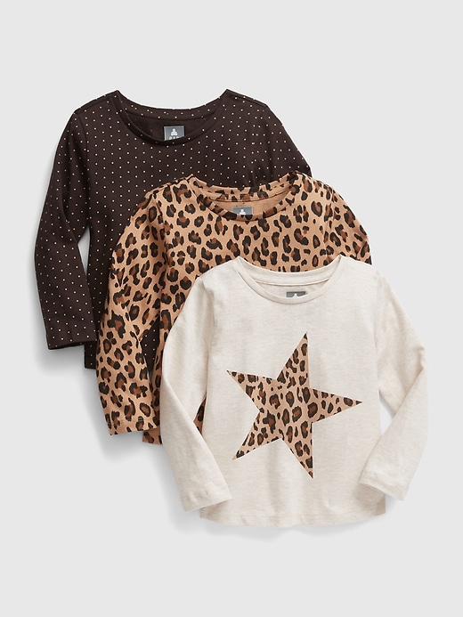 1 of 8 showing, with the color leopard print brown of product Toddler 100% Organic Cotton Mix and Match Graphic T-Shirt  (3-Pack)