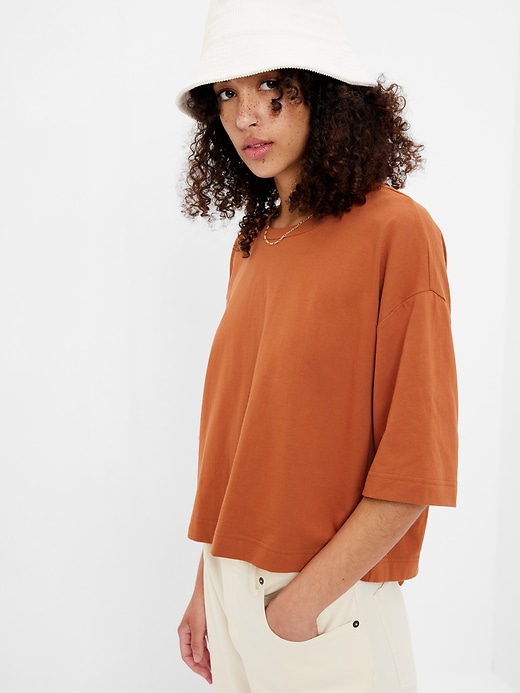 Image number 3 showing, Boxy Cropped Tie-Back T-Shirt