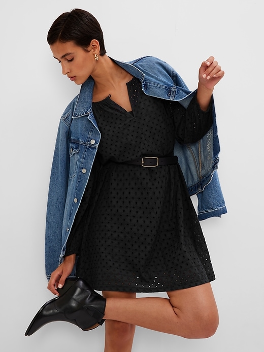 Image number 3 showing, Eyelet Mini Dress