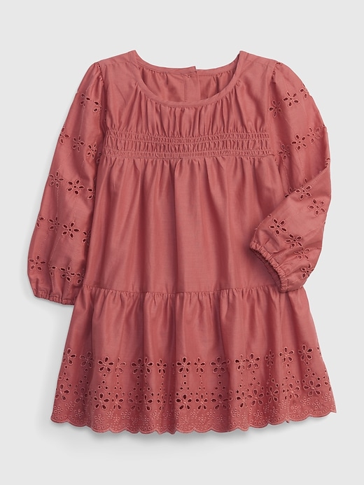 1 of 8 showing, with the color deco rose of product Baby Tiered Eyelet Dress