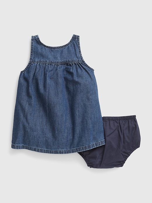2 of 8 showing, with the color dark wash of product Baby Denim Dress with Washwell