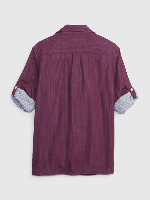 2 of 8 showing, with the color burgundy of product Kids Button-Down Shirt