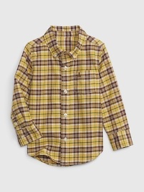 Gap Toddler Plaid Oxford Men's Shirt (Size: 12-24 M in Yellow Plaid)