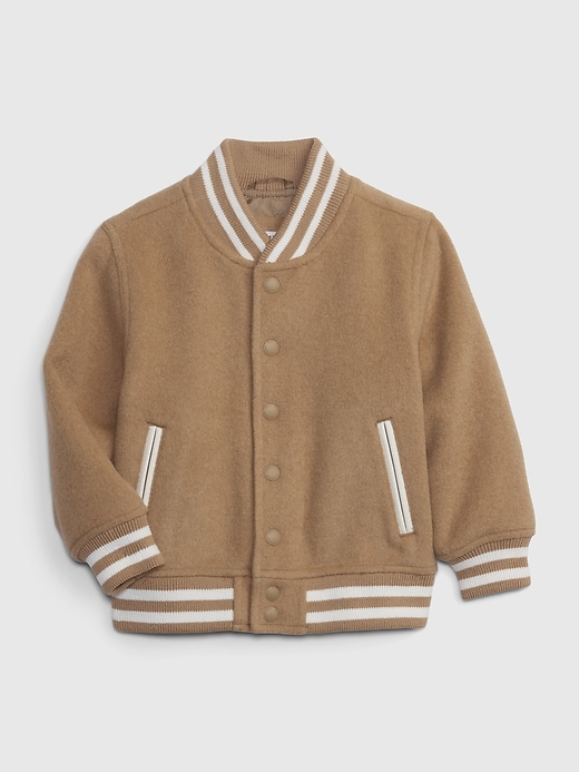 1 of 8 showing, with the color deerfield brown of product Toddler Varsity Jacket