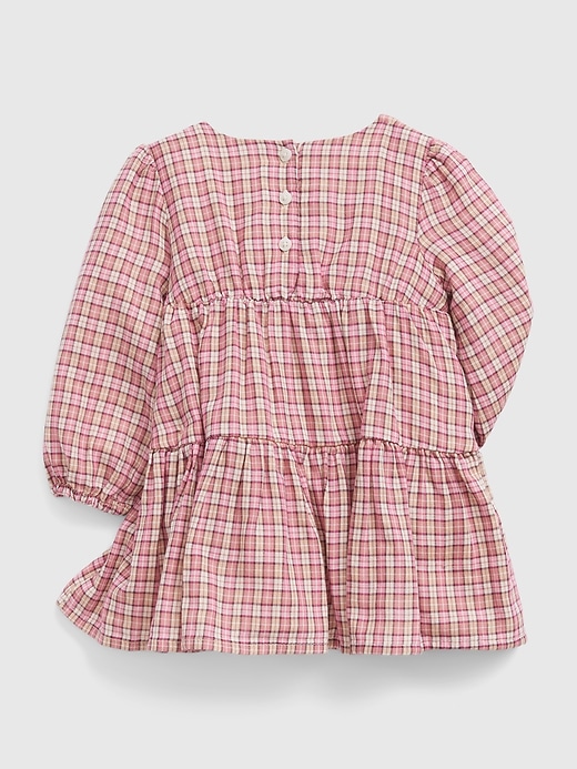 2 of 8 showing, with the color birch of product Baby Plaid Tiered Dress