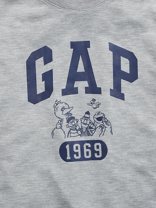 2 of 8 showing, with the color light heather gray of product GapKids &#124 Sesame Street 100% Recycled Gap Logo PJ Set