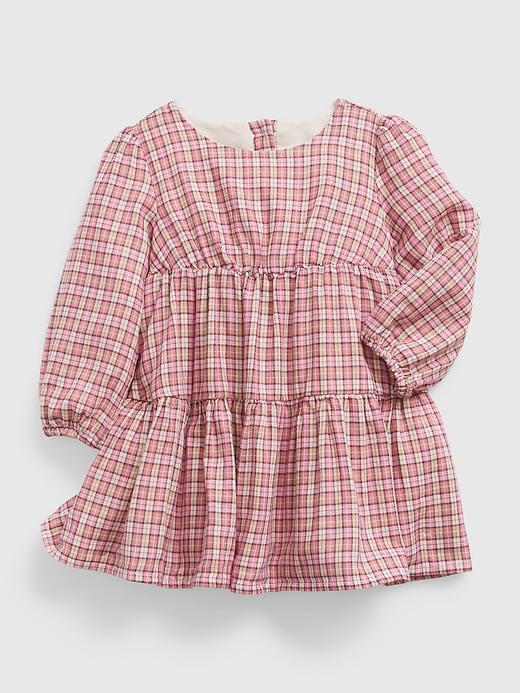 1 of 8 showing, with the color birch of product Baby Plaid Tiered Dress