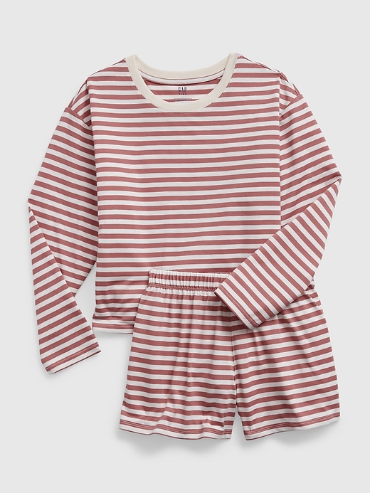 Image number 1 showing, Kids 100% Recycled Stripe PJ Shorts Set