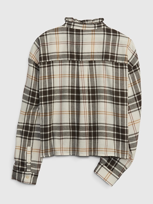 2 of 8 showing, with the color neutral plaid of product Kids Ruffle Plaid Shirt