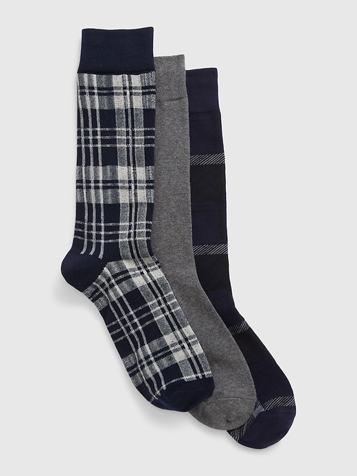 1 of 8 showing, with the color blue check of product Crew Socks (3-Pack)