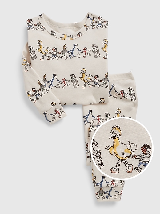 1 of 8 showing, with the color birch beige of product babyGap &#124 Sesame Street 100% Organic Cotton PJ Set