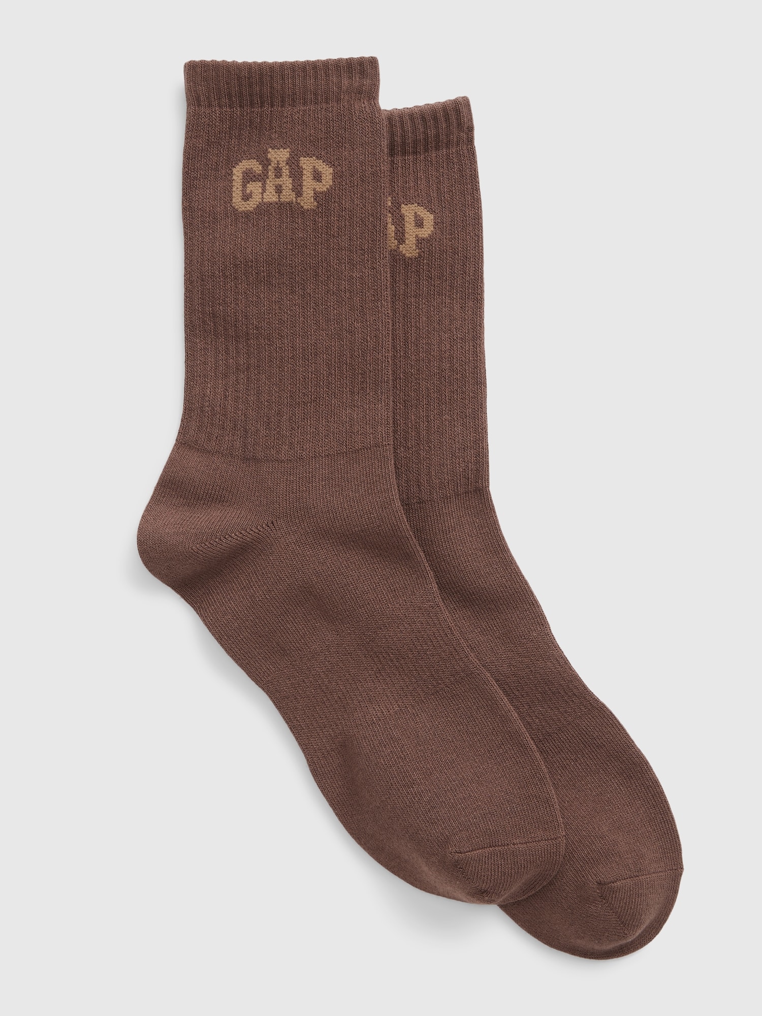 Gap Logo Quarter Crew Athletic Socks In Cozy Brown