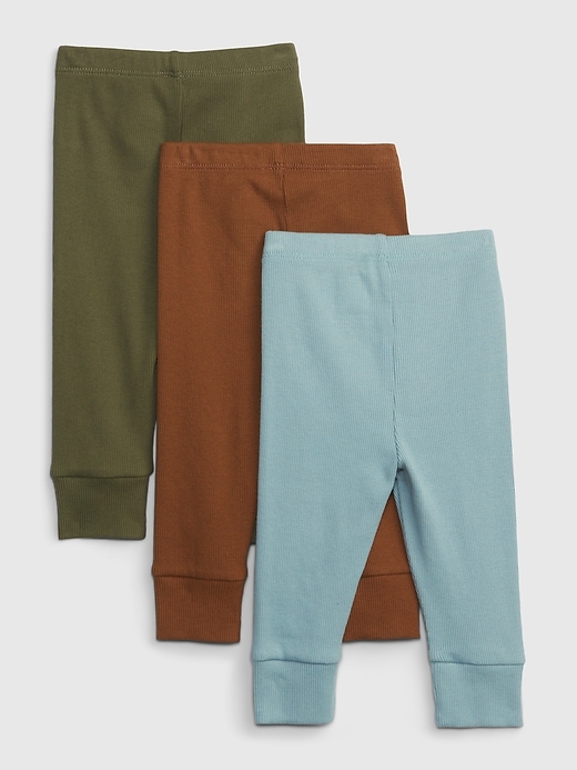 2 of 8 showing, with the color mineral blue of product Baby 100% Organic Cotton Rib Pants (3-Pack)