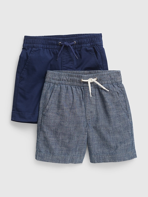 1 of 8 showing, with the color elysian blue of product Toddler Easy Pull-On Shorts (2-Pack)