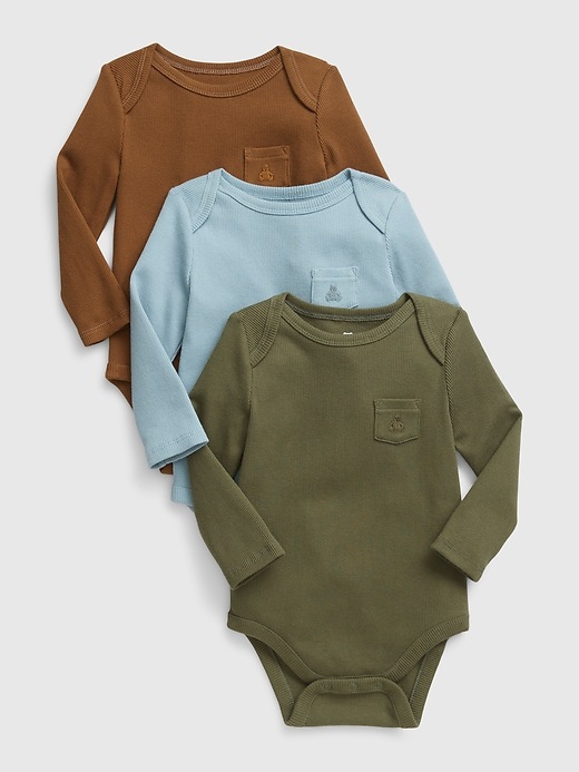 Image number 1 showing, Baby 100% Organic Cotton Rib Bodysuit (3-Pack)