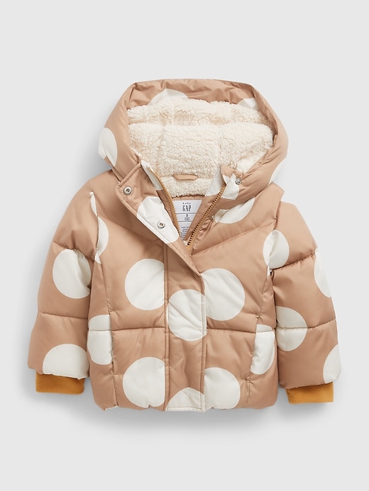 1 of 8 showing, with the color deerfield brown of product Toddler Sherpa-Lined Puffer Jacket