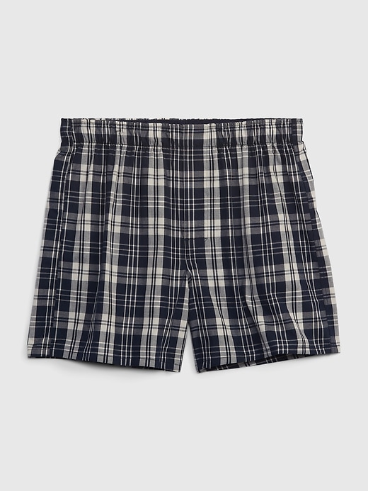 1 of 8 showing, with the color navy plaid of product Poplin Boxers
