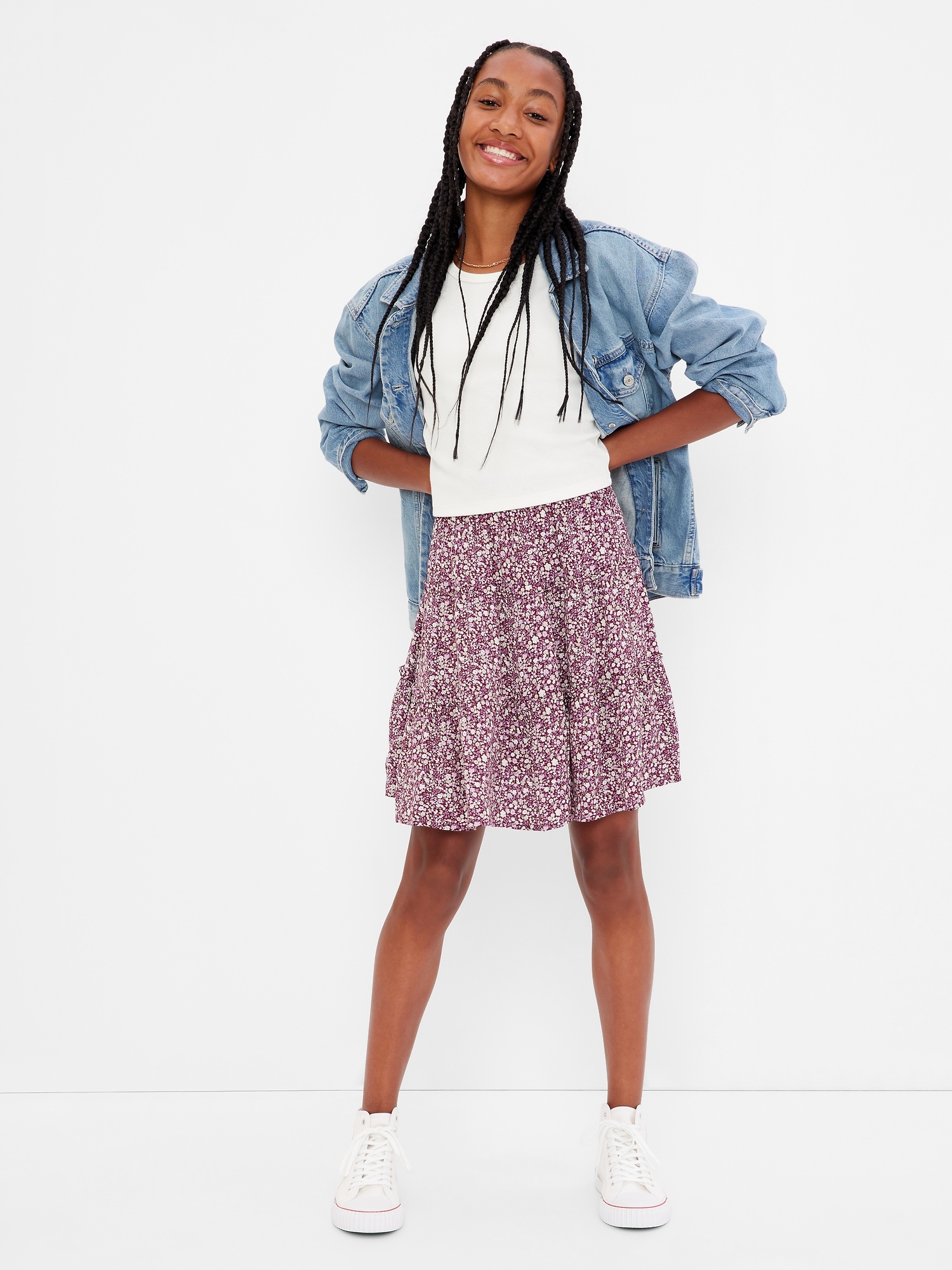 Teen LENZING™ ECOVERO™ Tiered Floral Skirt | Gap