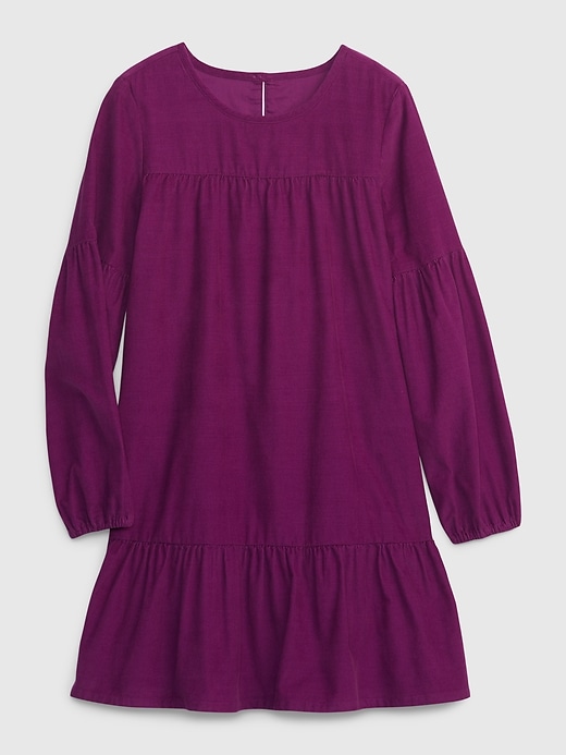 1 of 8 showing, with the color purple of product Kids Tiered Corduroy Dress