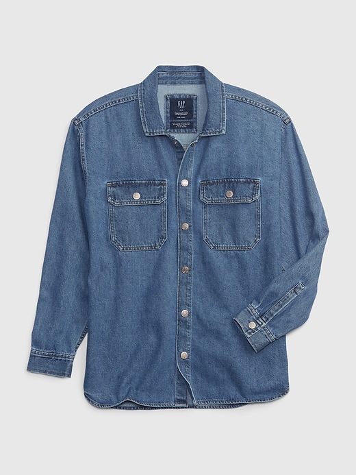 Image number 4 showing, Teen Oversized Denim Shirt Jacket with Washwell