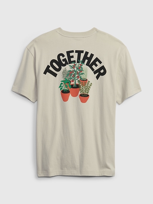 1 of 8 showing, with the color birch of product Gap × Ron Finley Adult 100% Organic Cotton Graphic T-Shirt