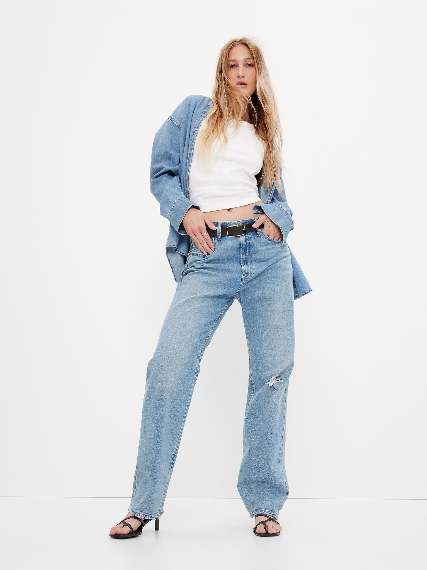 Gap High Rise 90s Loose Jeans in Organic Cotton with Washwell