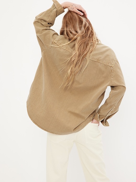 2 of 8 showing, with the color new sand beige of product Khaki Big Shirt with Washwell