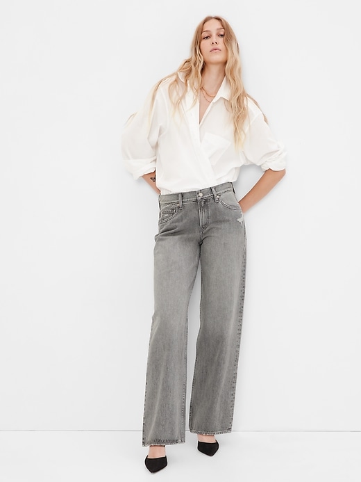 1 of 8 showing, with the color grey wash of product Low Rise Stride Jeans