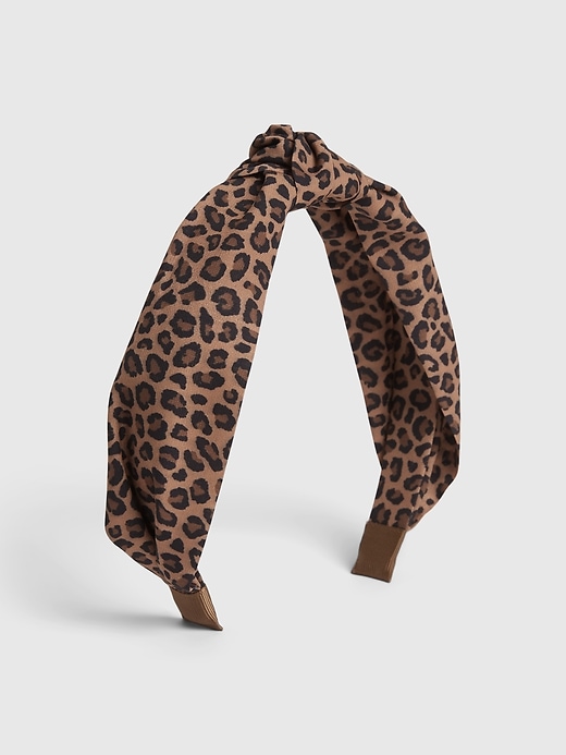 1 of 8 showing, with the color leopard print brown of product Toddler Leopard Knotted Headband