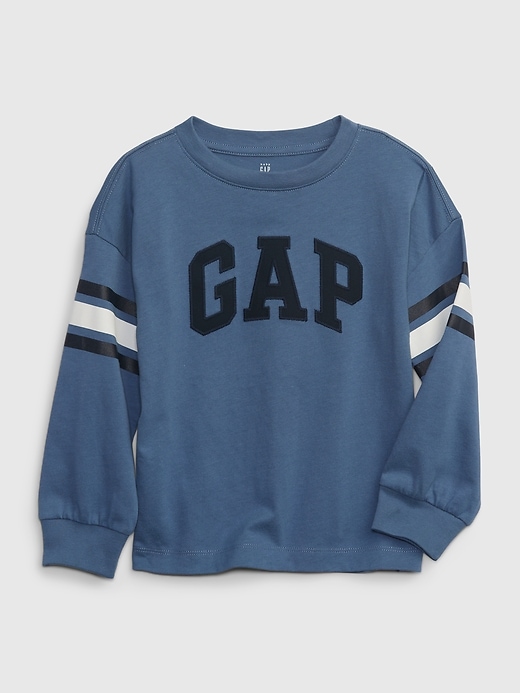 1 of 8 showing, with the color bainbridge blue of product Toddler 100% Organic Cotton Gap Logo T-Shirt