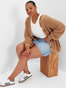 Shaker-Stitch Boyfriend Cardigan | Gap