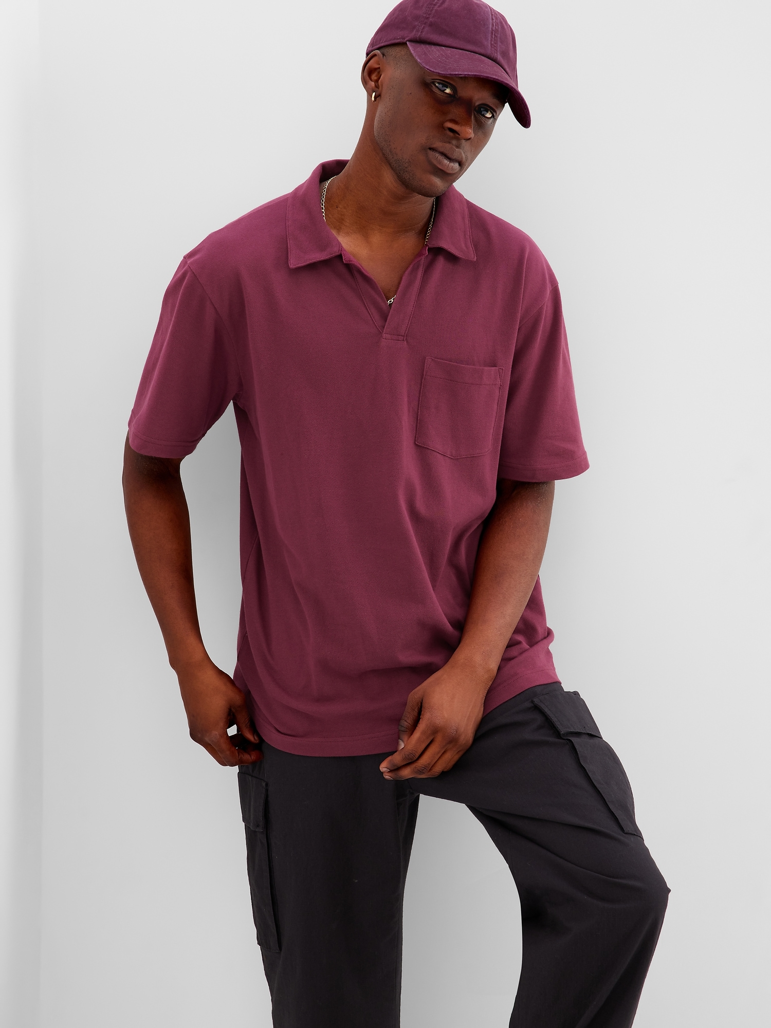 Gap Pocket Polo Shirt purple. 1