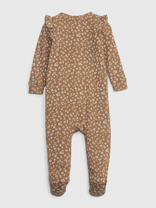 2 of 8 showing, with the color HOLIDAY BROWN of product Baby 100% Organic Cotton Waffle One-Piece