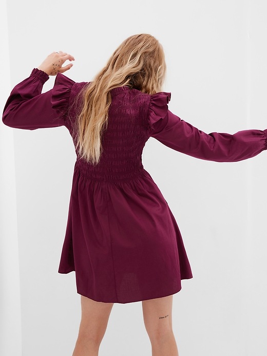 Image number 2 showing, Smocked Ruffle Sleeve Mini Dress