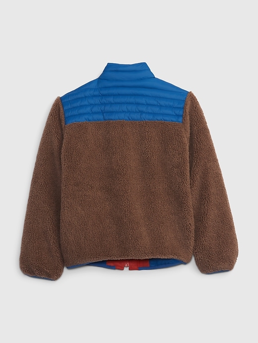 2 of 8 showing, with the color brown of product Kids Sherpa Tech Zip-Up Jacket