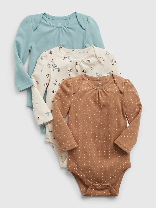 1 of 8 showing, with the color HOLIDAY BROWN of product Baby 100% Organic Cotton Print Bodysuit (3-Pack)