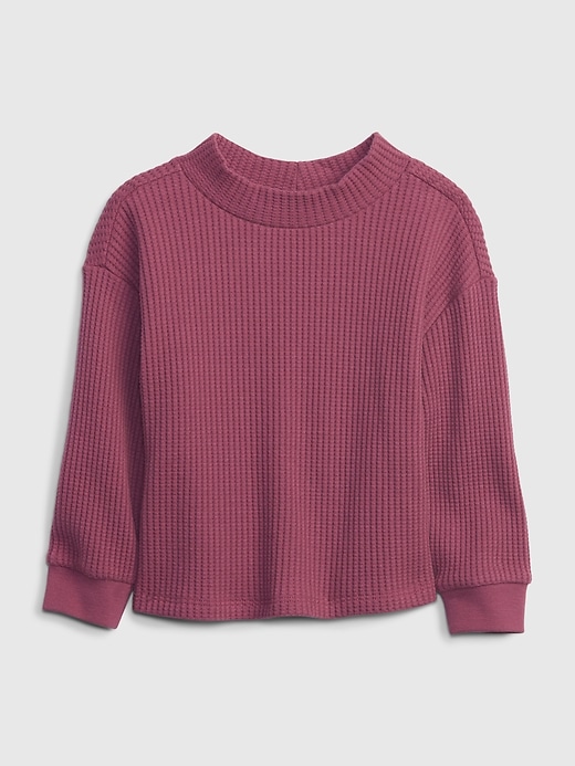 1 of 8 showing, with the color damson pink of product Toddler Waffle Mockneck Top