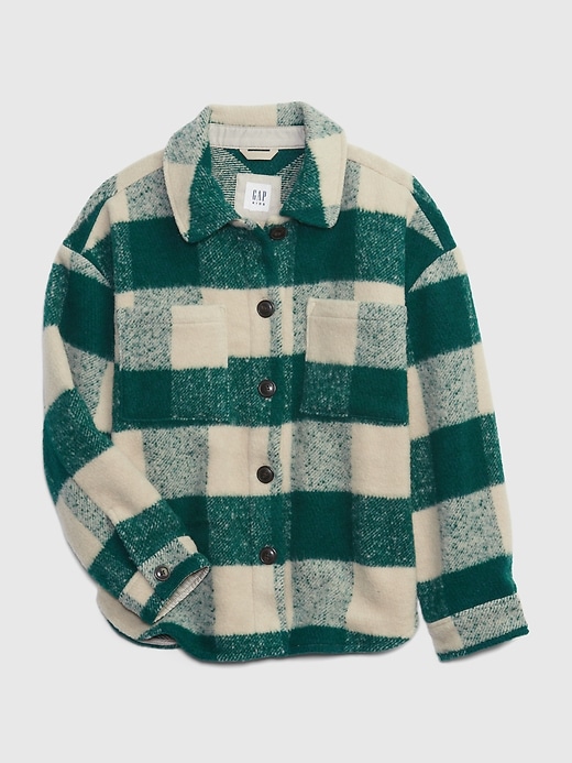 1 of 8 showing, with the color GREEN PLAID of product Kids Plaid Shirt Jacket