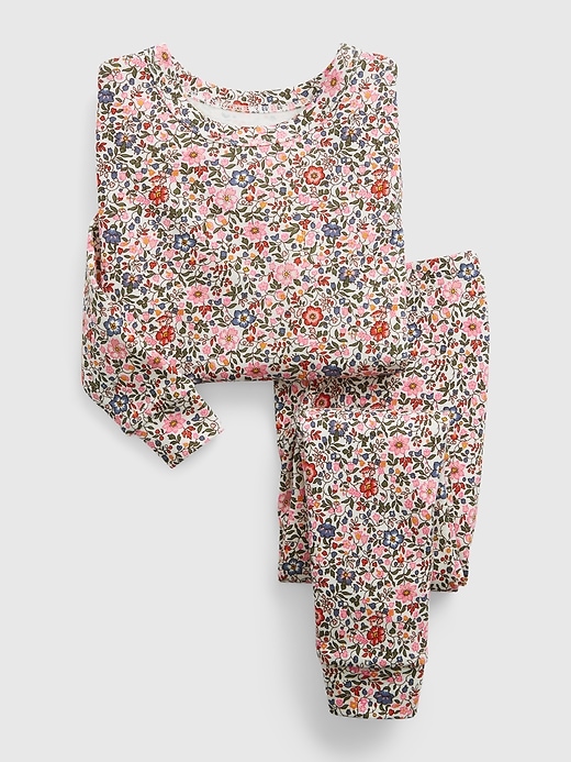 1 of 8 showing, with the color ivory frost beige of product babyGap 100% Organic Cotton Floral PJ Set