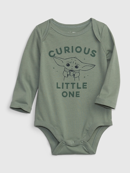 1 of 8 showing, with the color gasoline green of product babyGap &#124 Star Wars™ 100% Organic Cotton Mix and Match Grogu™ Bodysuit
