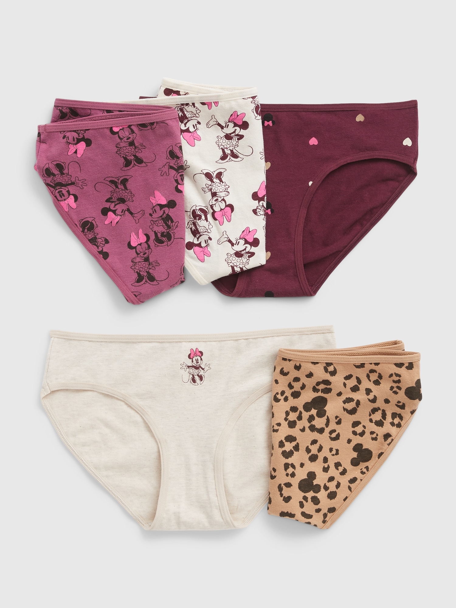 Gap Kids &#124 Disney Organic Cotton Minnie Mouse Bikini Briefs (5-Pack) multi. 1