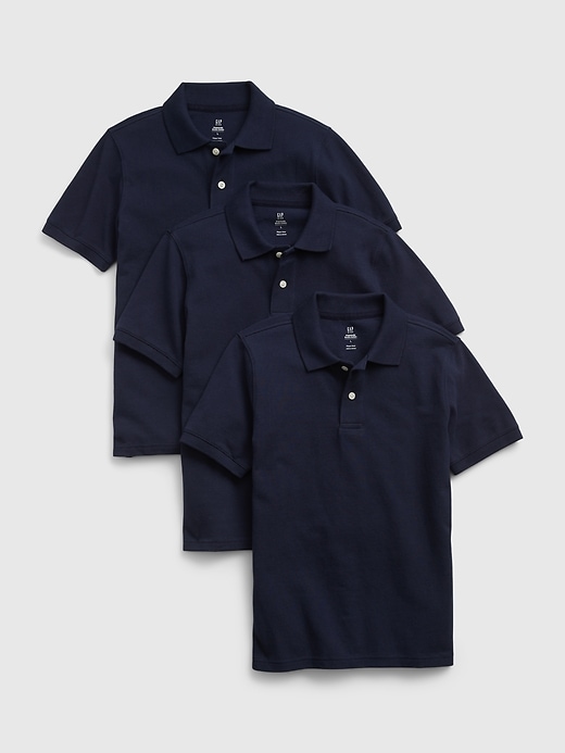 Image number 2 showing, Kids Organic Cotton Uniform Polo Shirt (3-Pack)