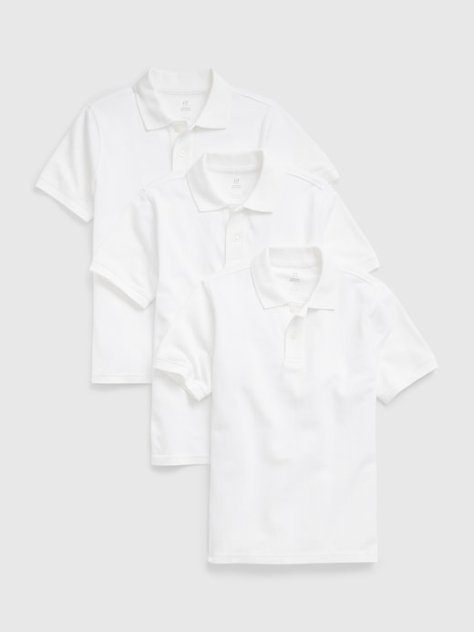 Image number 4 showing, Kids Organic Cotton Uniform Polo Shirt (3-Pack)