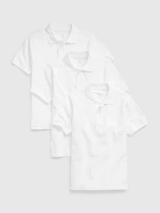 Image number 1 showing, Kids Organic Cotton Uniform Polo Shirt (3-Pack)