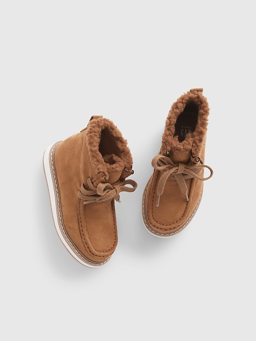 1 of 8 showing, with the color brown of product Toddler Cozy Tie Boots