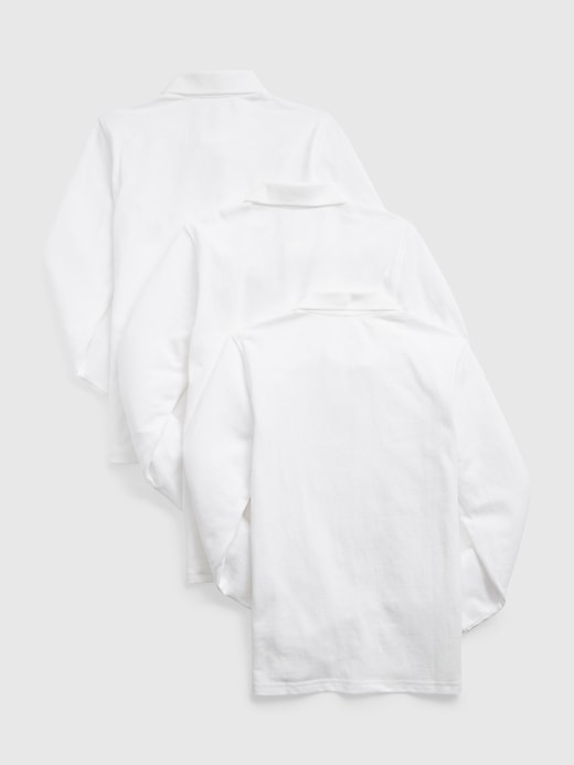 2 of 8 showing, with the color optic white of product Kids Organic Cotton Uniform Polo Shirt (3-Pack)
