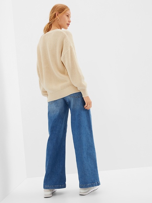 2 of 8 showing, with the color sand beige of product Shaker-Stitch Boyfriend Cardigan